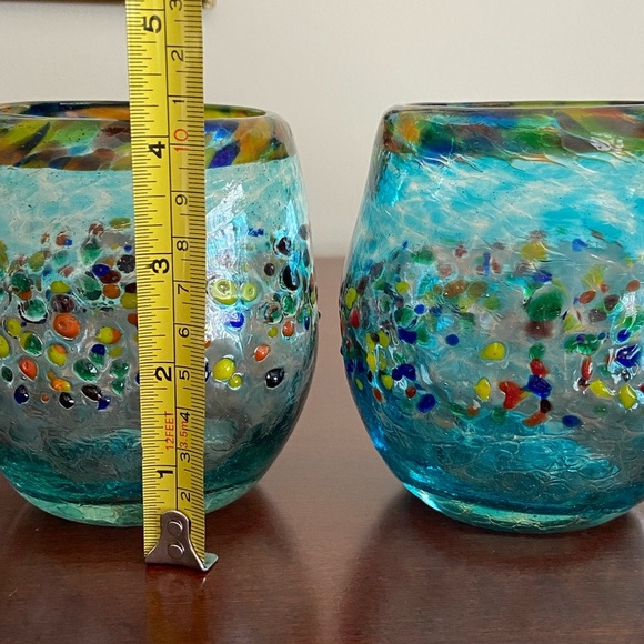 Evergreen Garden Bambeco Aqua Del Sol Stemless Wine Glasses set of 4 - Picture 9 of 12